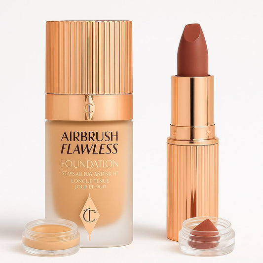 Charlotte Tilbury Foundation and Lipstick sample combo (depotted)