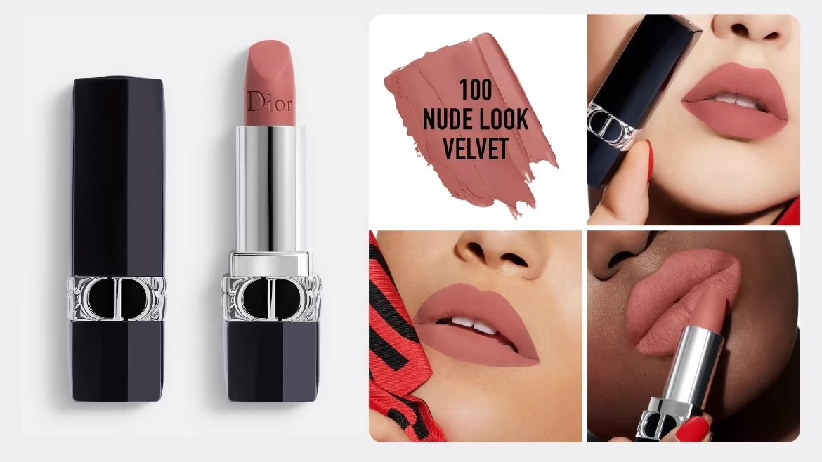 Dior Rouge Lipstick - 100 nude look velvet - 1.5gm lipstick miniature