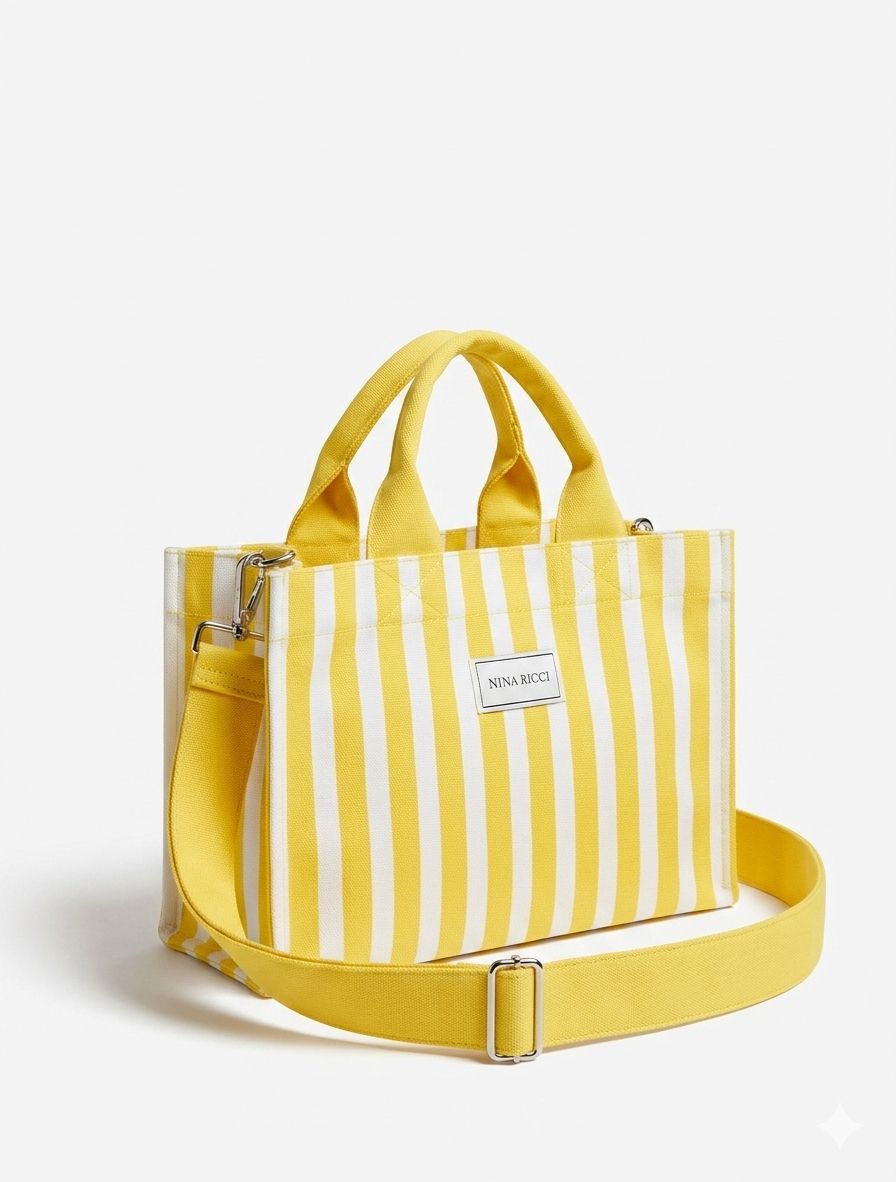 Nina Ricci Chic yellow and white striped bag